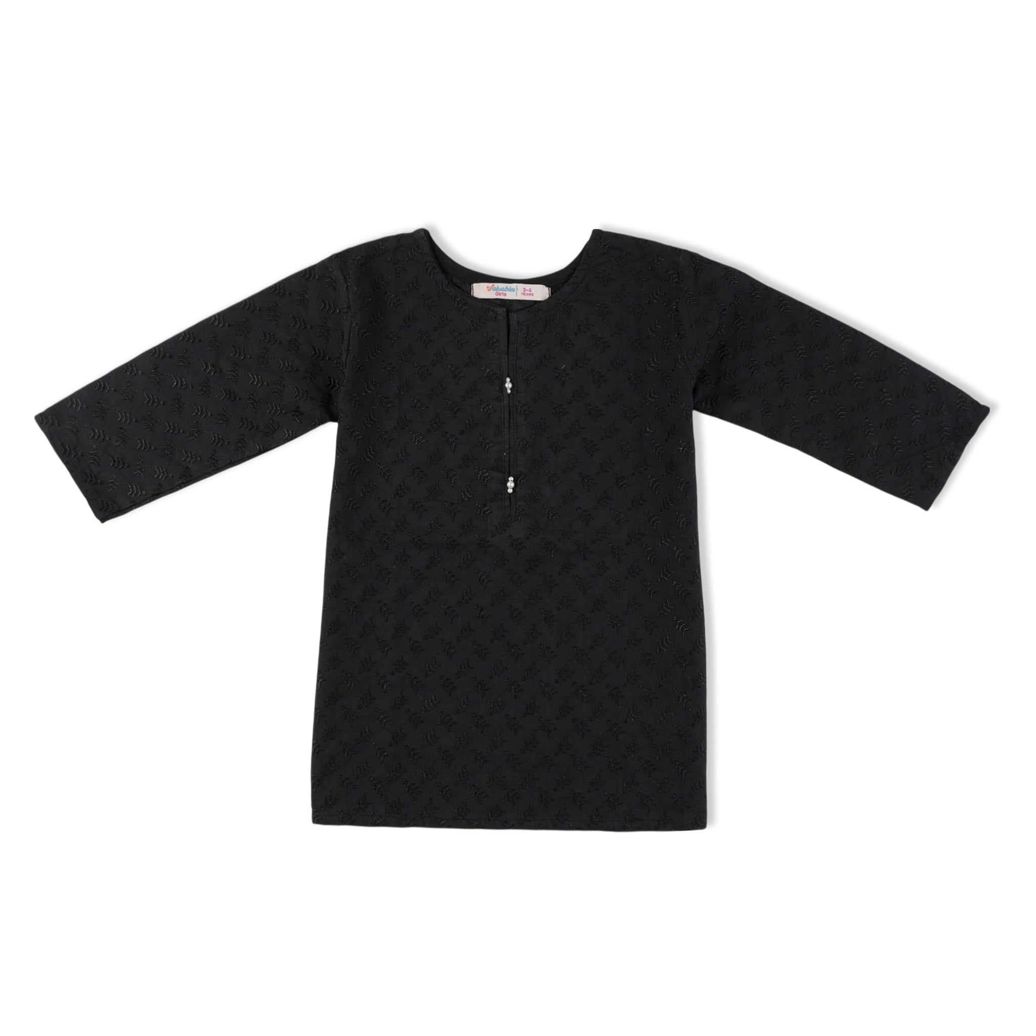Valuables Girls Chikankari Kurti - Black, Girls Kurti, Chase Value, Chase Value