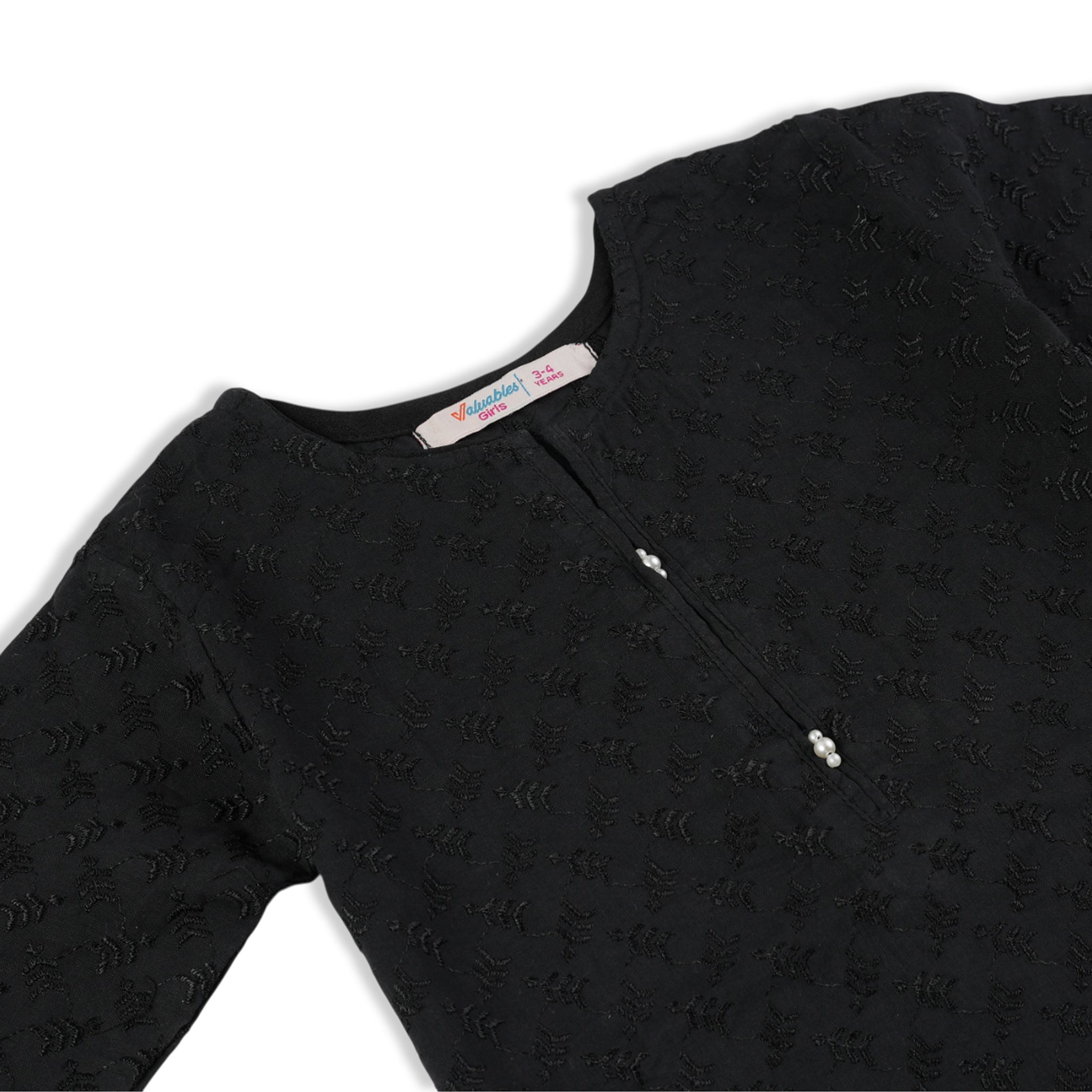 Valuables Girls Chikankari Kurti - Black, Girls Kurti, Chase Value, Chase Value