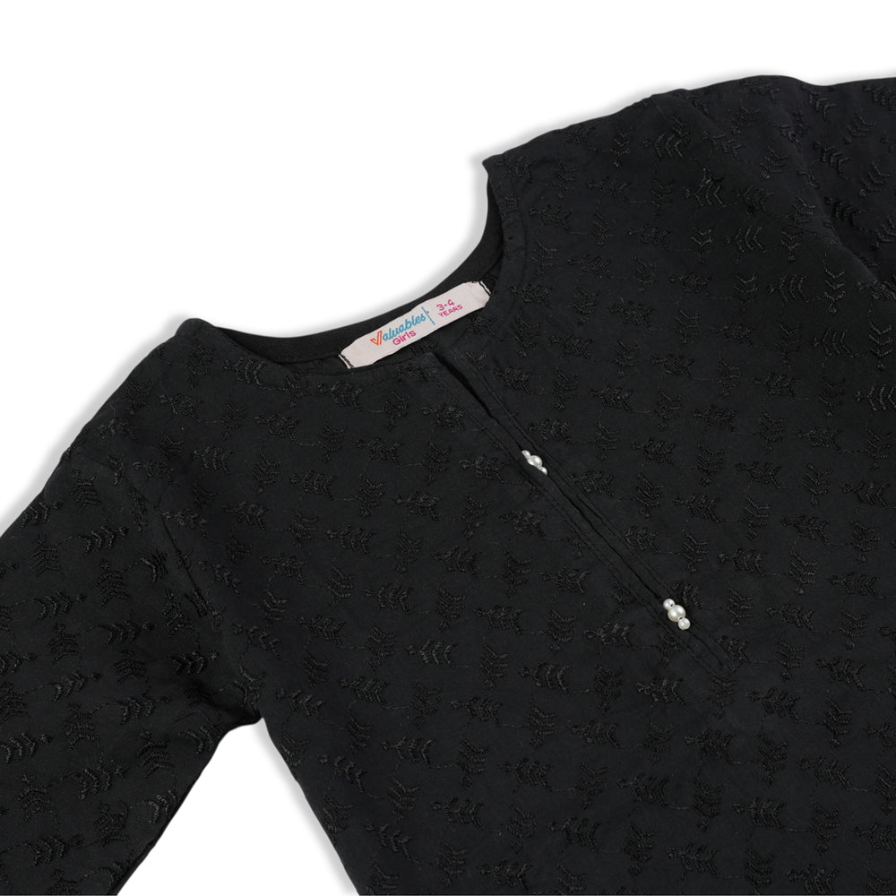 Valuables Girls Chikankari Kurti - Black, Girls Kurti, Chase Value, Chase Value
