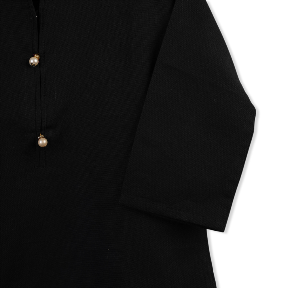 Girls Embroidered Kurti - Black, Girls Kurti, Chase Value, Chase Value