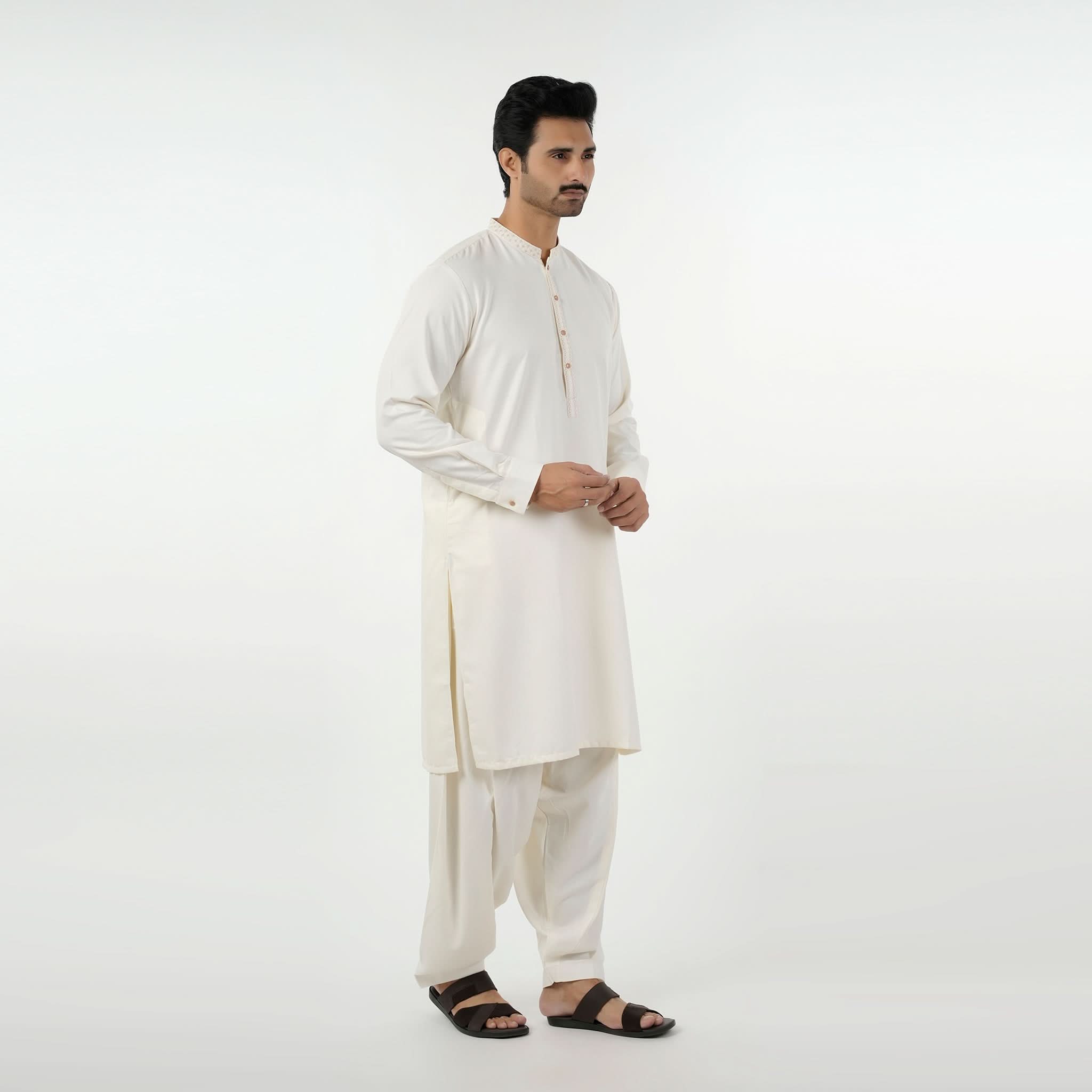 Eminent Men's Kurta Shalwar Suit - Off White, Men's Shalwar Kameez, Eminent, Chase Value