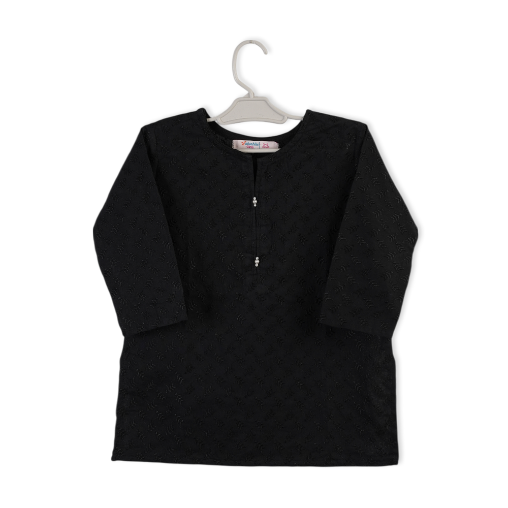 Valuables Girls Chikankari Kurti - Black, Girls Kurti, Chase Value, Chase Value