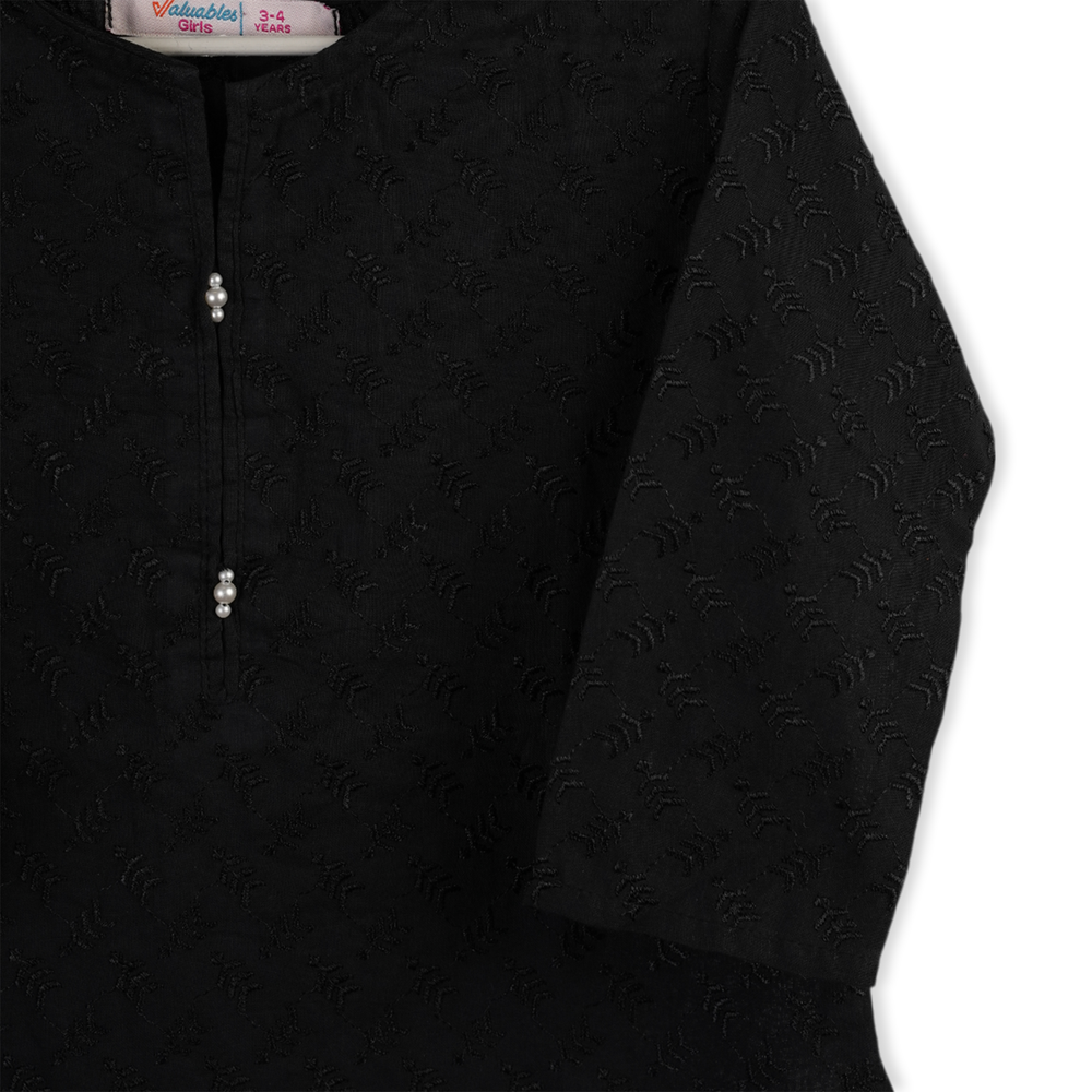 Valuables Girls Chikankari Kurti - Black, Girls Kurti, Chase Value, Chase Value