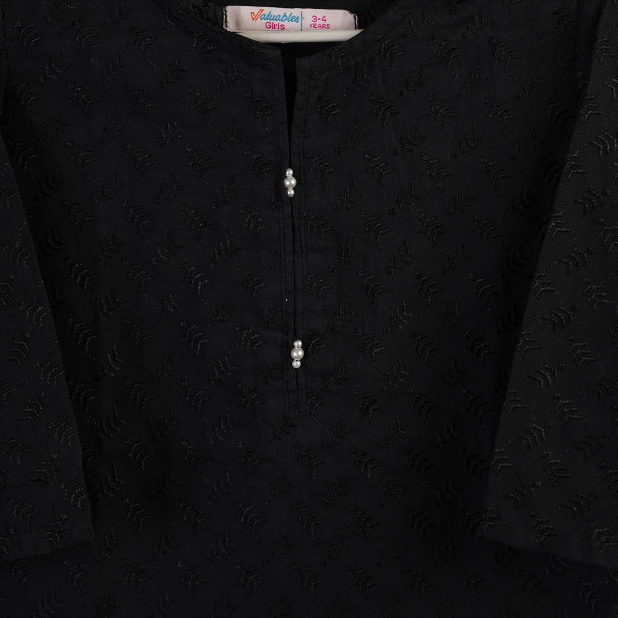 Valuables Girls Chikankari Kurti - Black, Girls Kurti, Chase Value, Chase Value