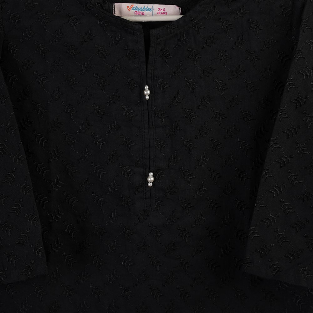 Valuables Girls Chikankari Kurti - Black, Girls Kurti, Chase Value, Chase Value