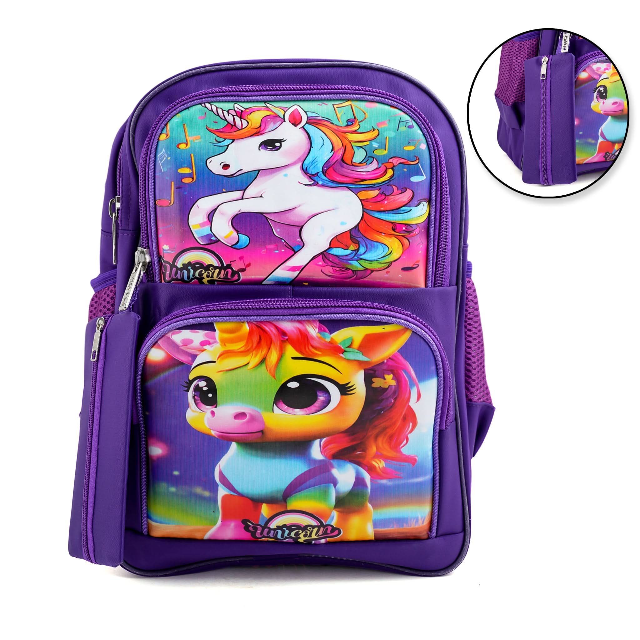 Kids School Backpack 15.5" Zee-214 - Purple, School Bags, Chase Value, Chase Value