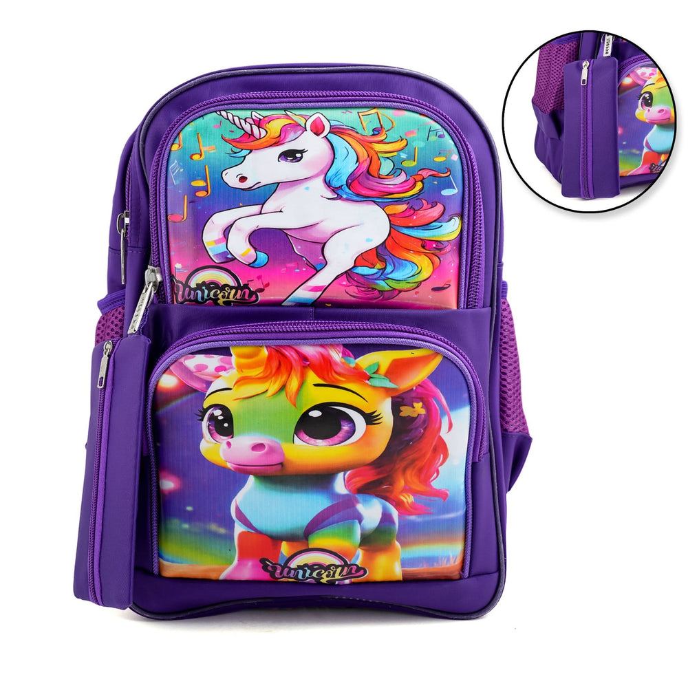 Kids School Backpack 15.5" Zee-214 - Purple, School Bags, Chase Value, Chase Value