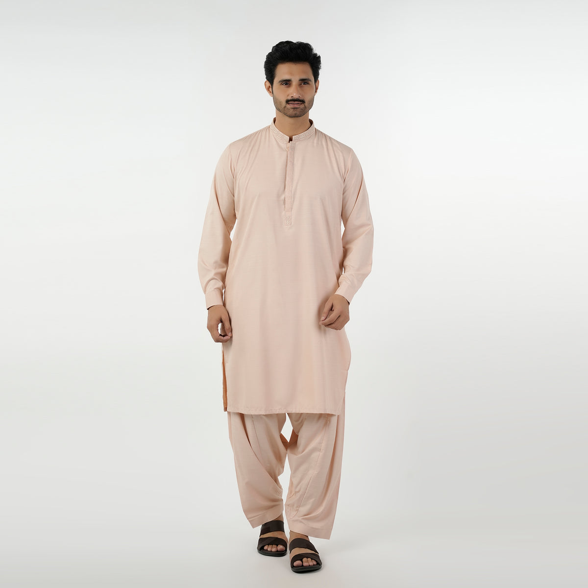 Eminent Men's Embroidered Kurta Shalwar Suit - Peach, Men's Shalwar Kameez, Eminent, Chase Value