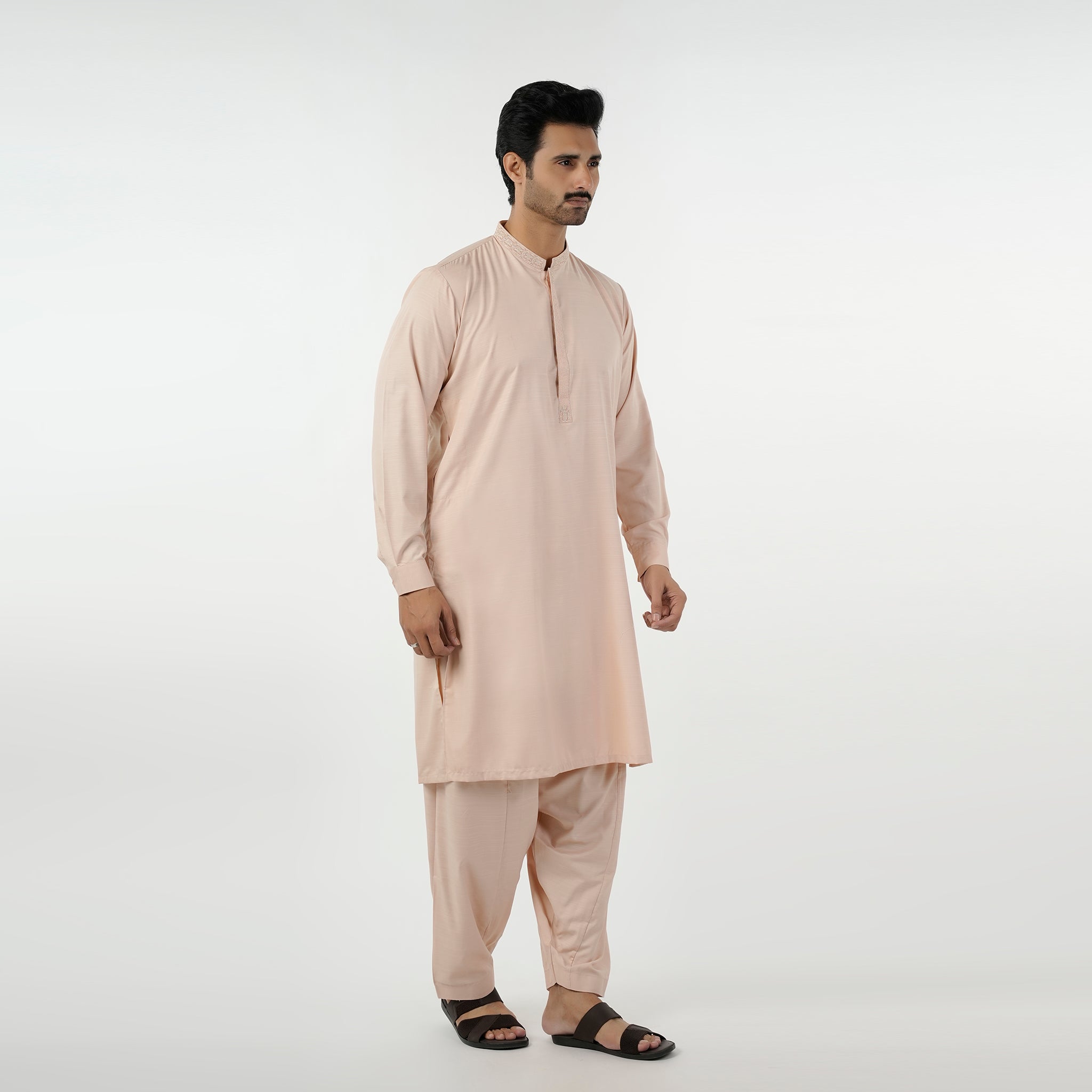 Eminent Men's Embroidered Kurta Shalwar Suit - Peach, Men's Shalwar Kameez, Eminent, Chase Value
