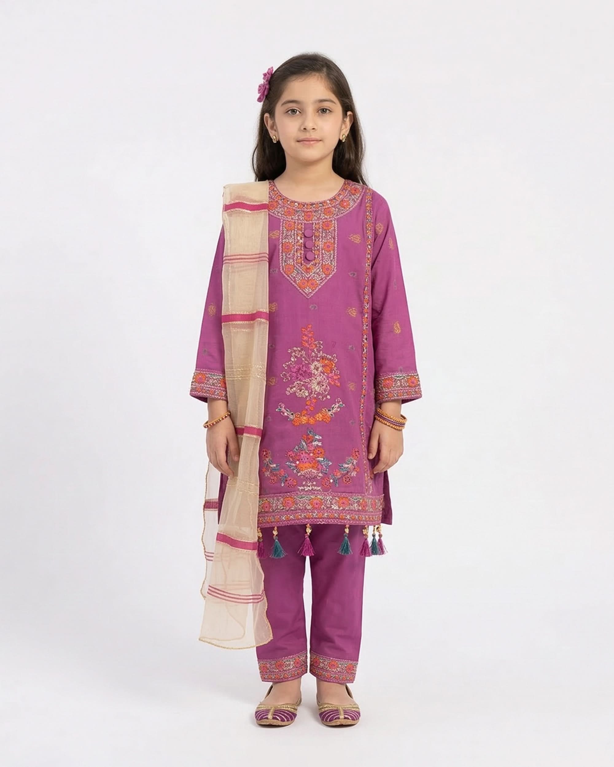 Girl’s 3Pcs Suit, Girls Shalwar Kameez, Chase Value, Chase Value