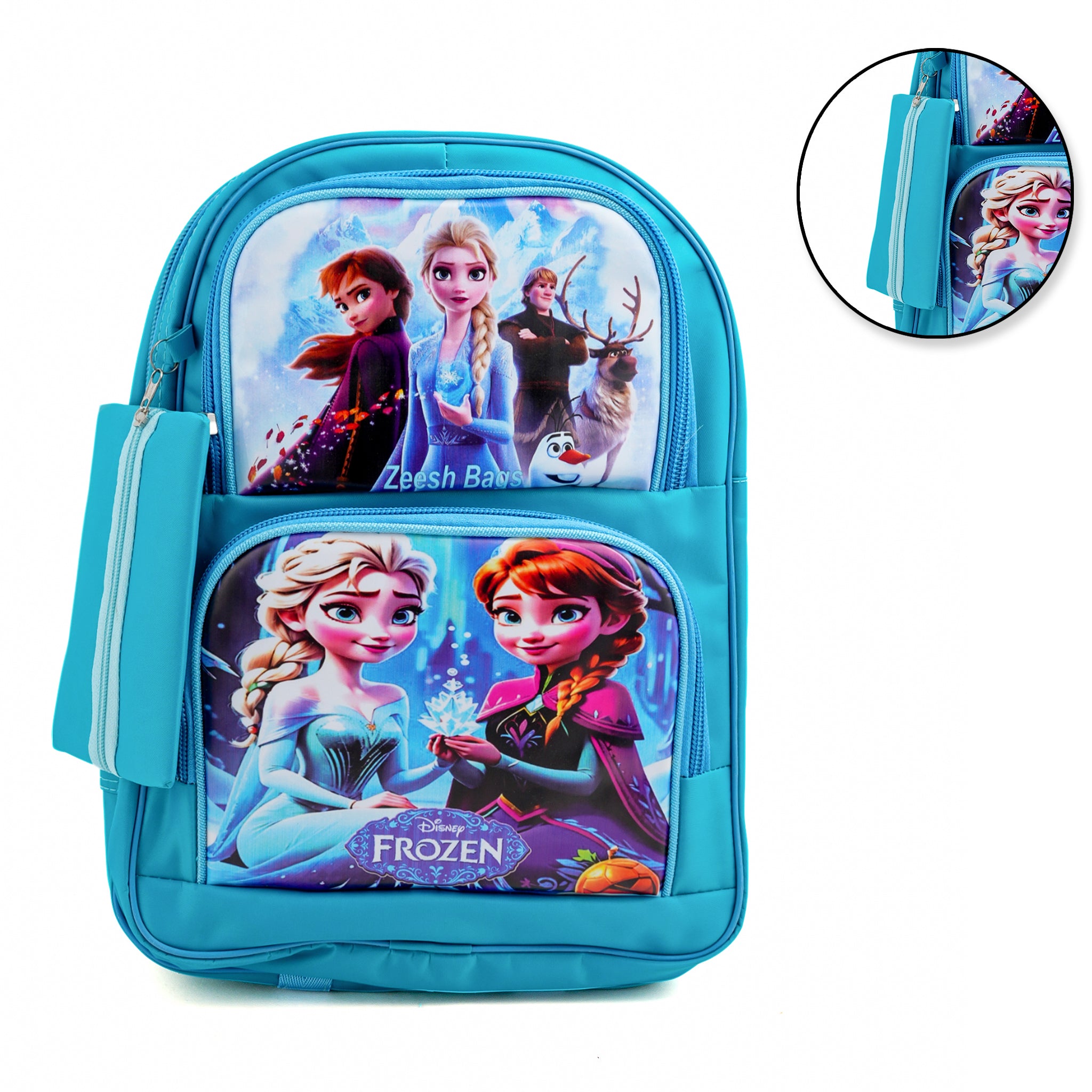 Kids School Backpack 15.5" Zee-214 - Cyan, School Bags, Chase Value, Chase Value