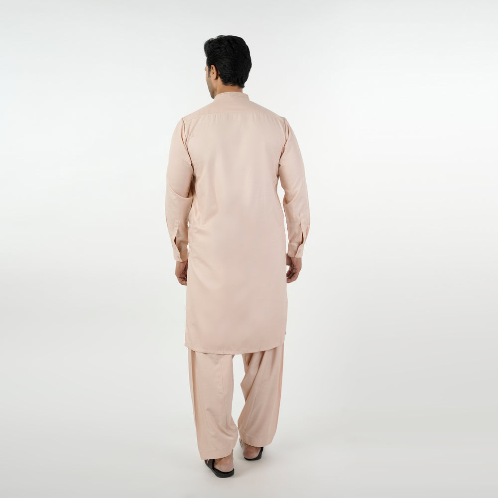 Eminent Men's Embroidered Kurta Shalwar Suit - Peach, Men's Shalwar Kameez, Eminent, Chase Value