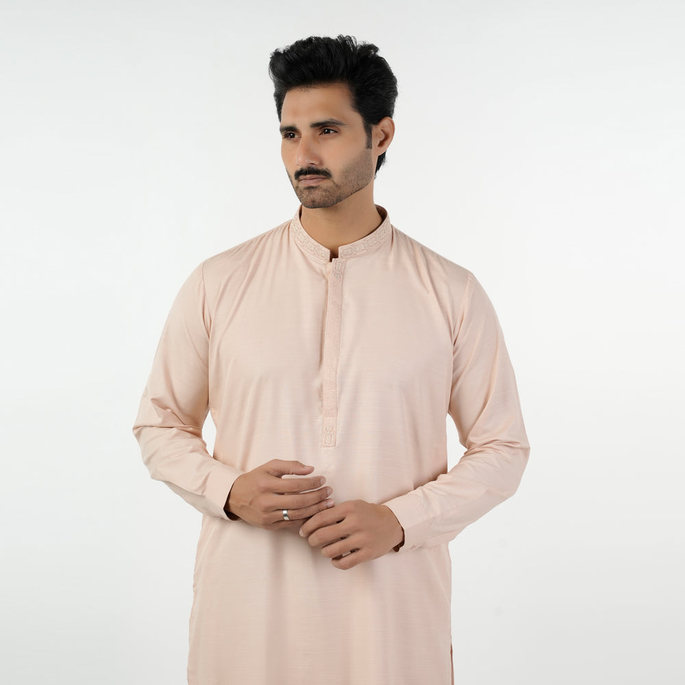 Eminent Men's Embroidered Kurta Shalwar Suit - Peach, Men's Shalwar Kameez, Eminent, Chase Value