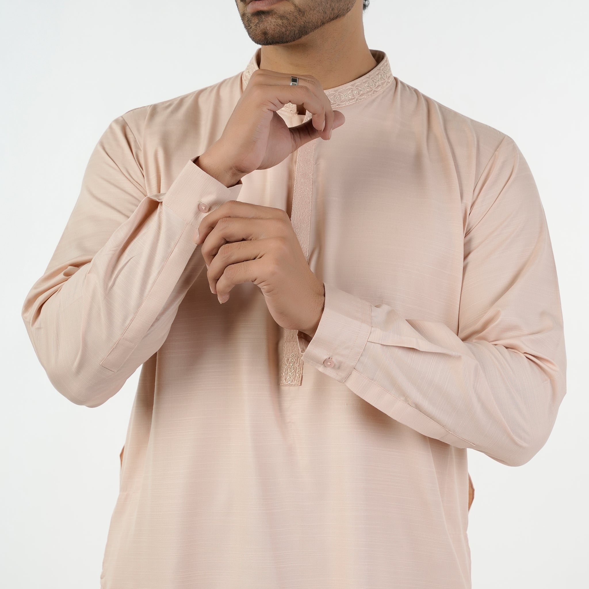 Eminent Men's Embroidered Kurta Shalwar Suit - Peach, Men's Shalwar Kameez, Eminent, Chase Value