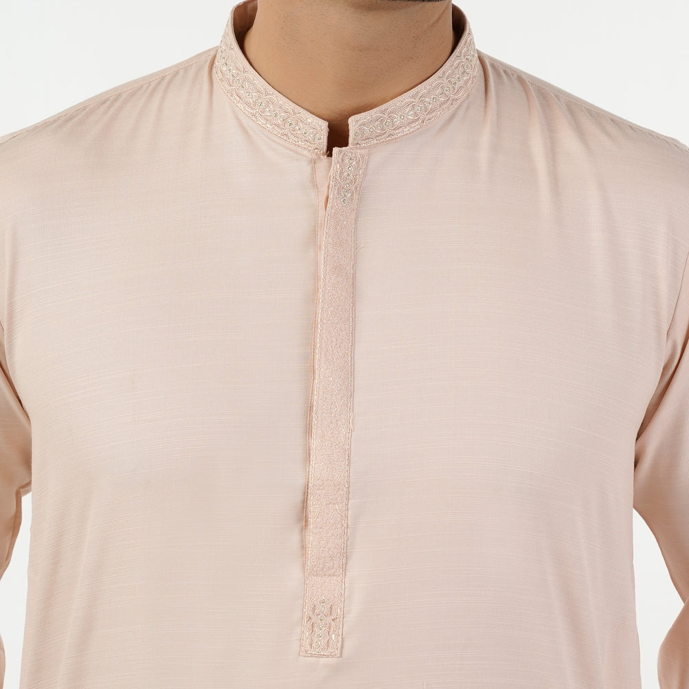 Eminent Men's Embroidered Kurta Shalwar Suit - Peach, Men's Shalwar Kameez, Eminent, Chase Value