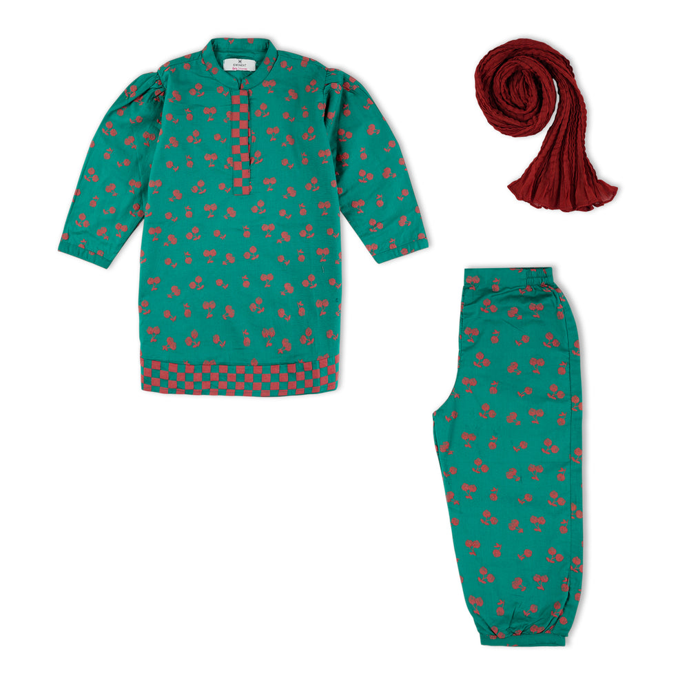 Eminent Girls 03 Pcs Suit - Green, Girls Suits, Eminent, Chase Value