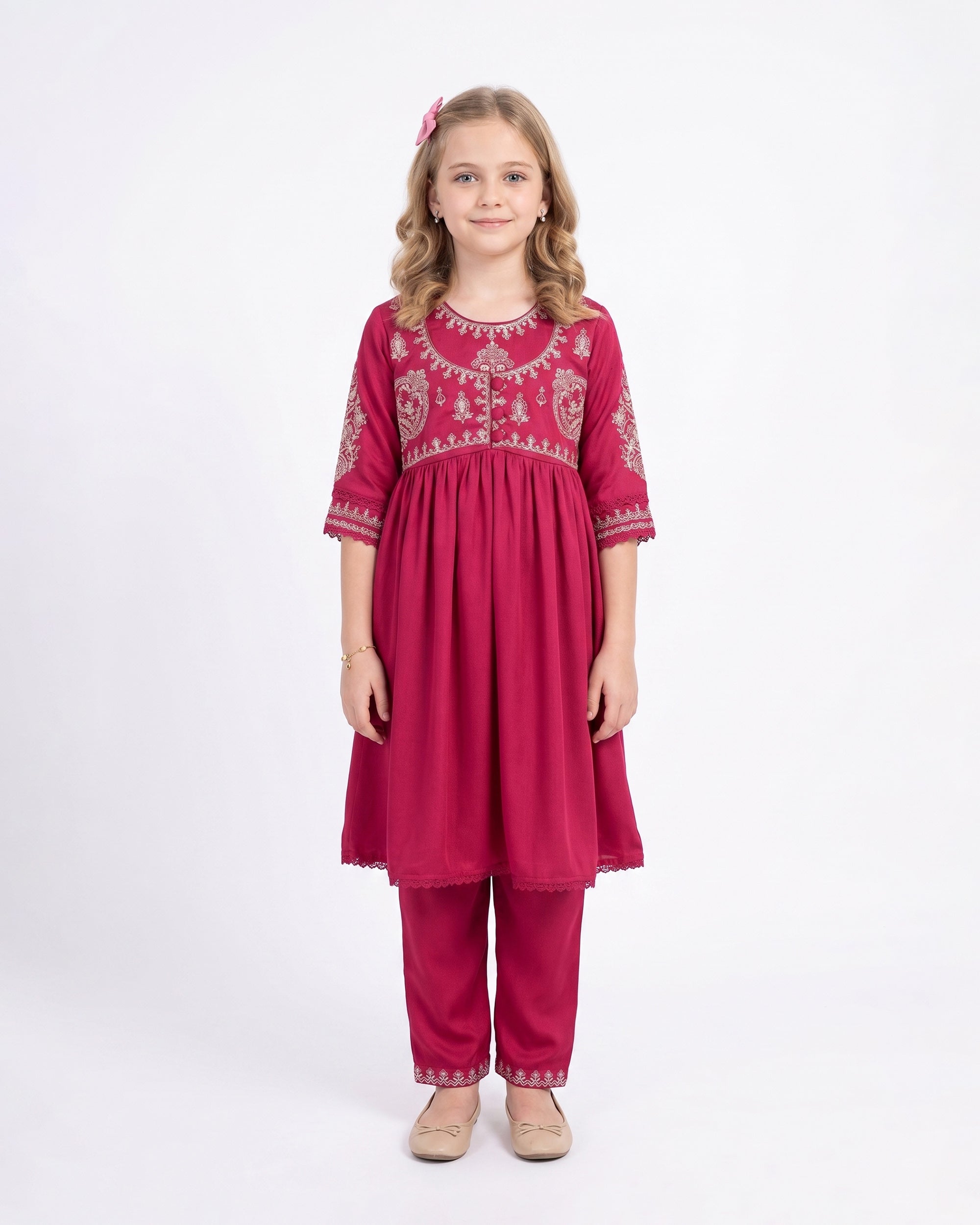 Eminent Girls’ Signature Embroidered 2 Pcs Suit, Girls Shalwar Kameez, Eminent, Chase Value