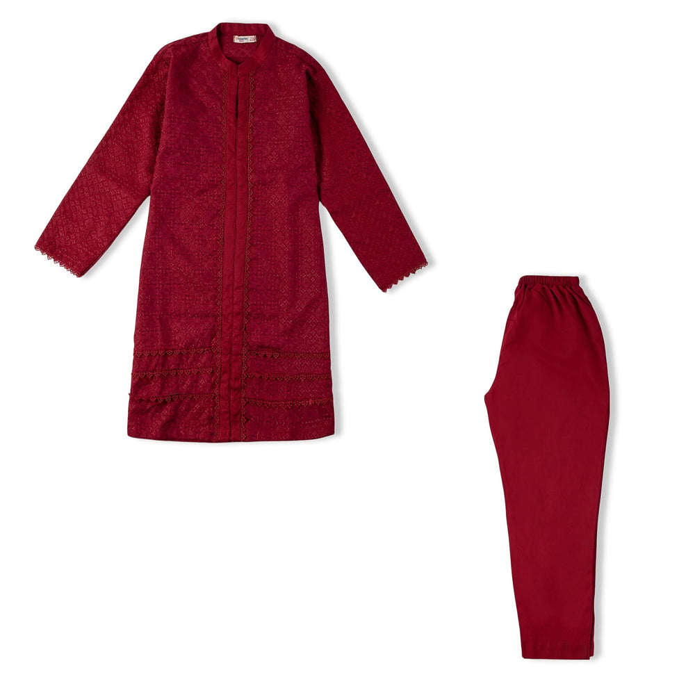 Valuable Girls Embroidered 02 PCS Shalwar Suit - Maroon, Girls Shalwar Kameez, Chase Value, Chase Value