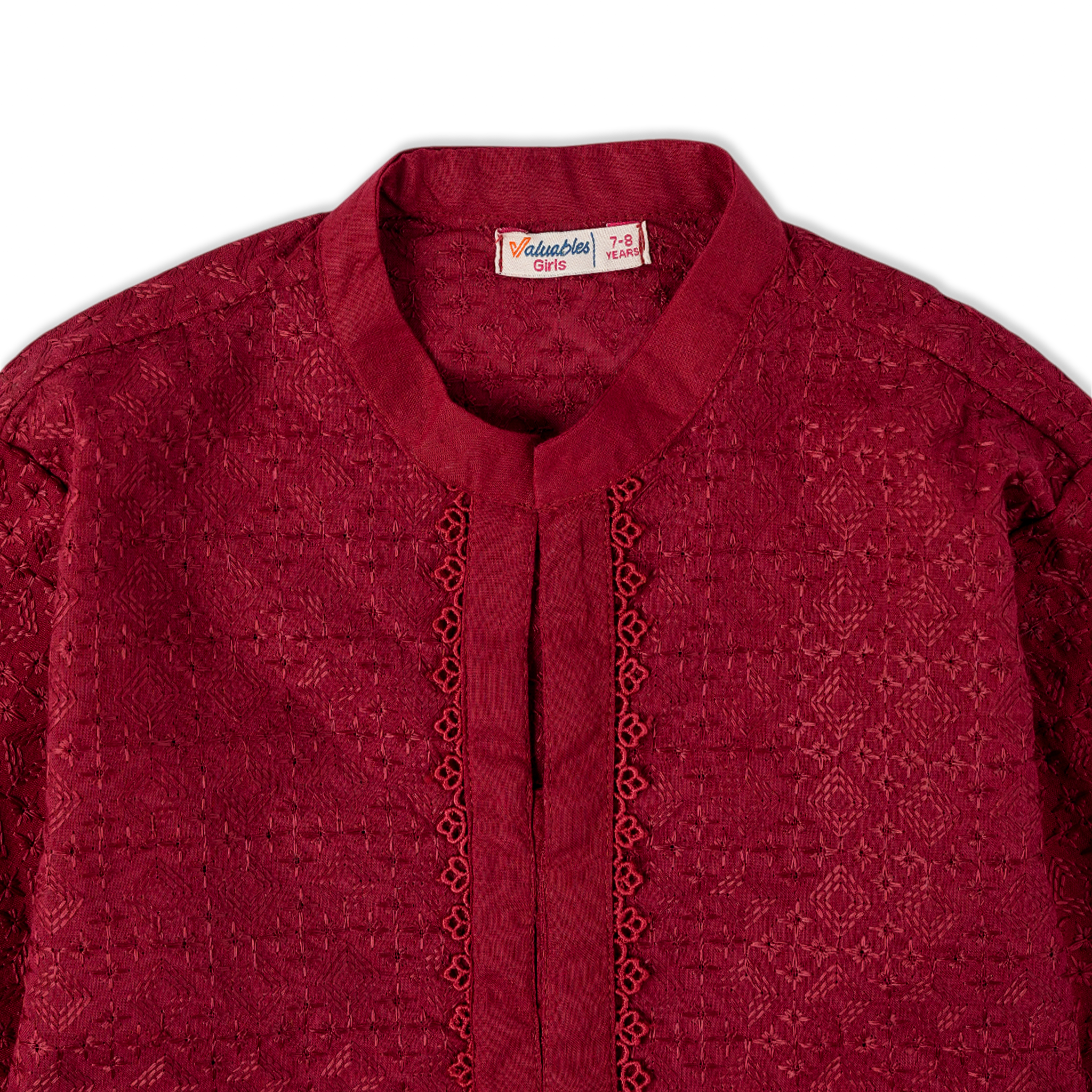Valuable Girls Embroidered 02 PCS Shalwar Suit - Maroon, Girls Shalwar Kameez, Chase Value, Chase Value