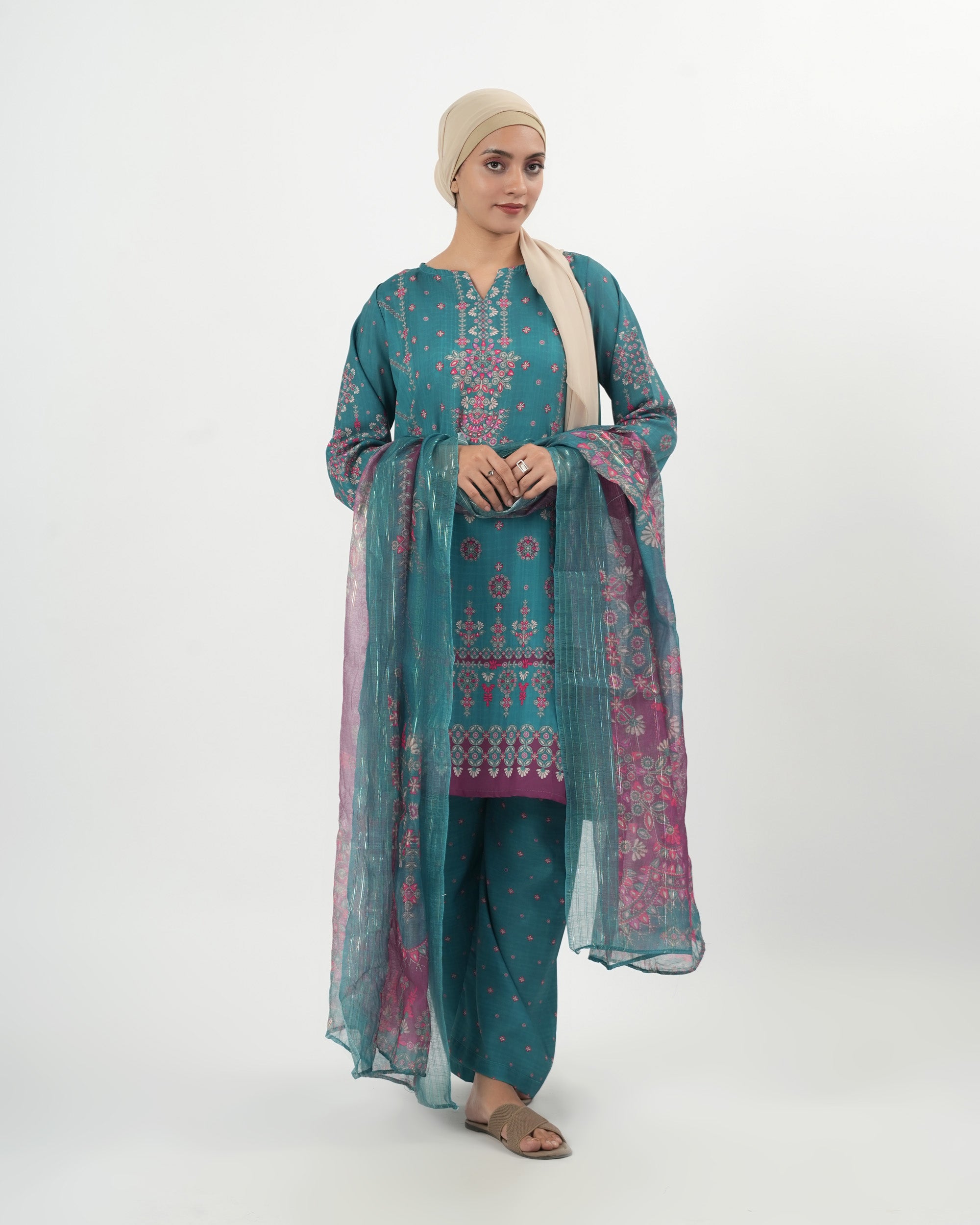 Valuables Women's Printed 3 Pc Suit