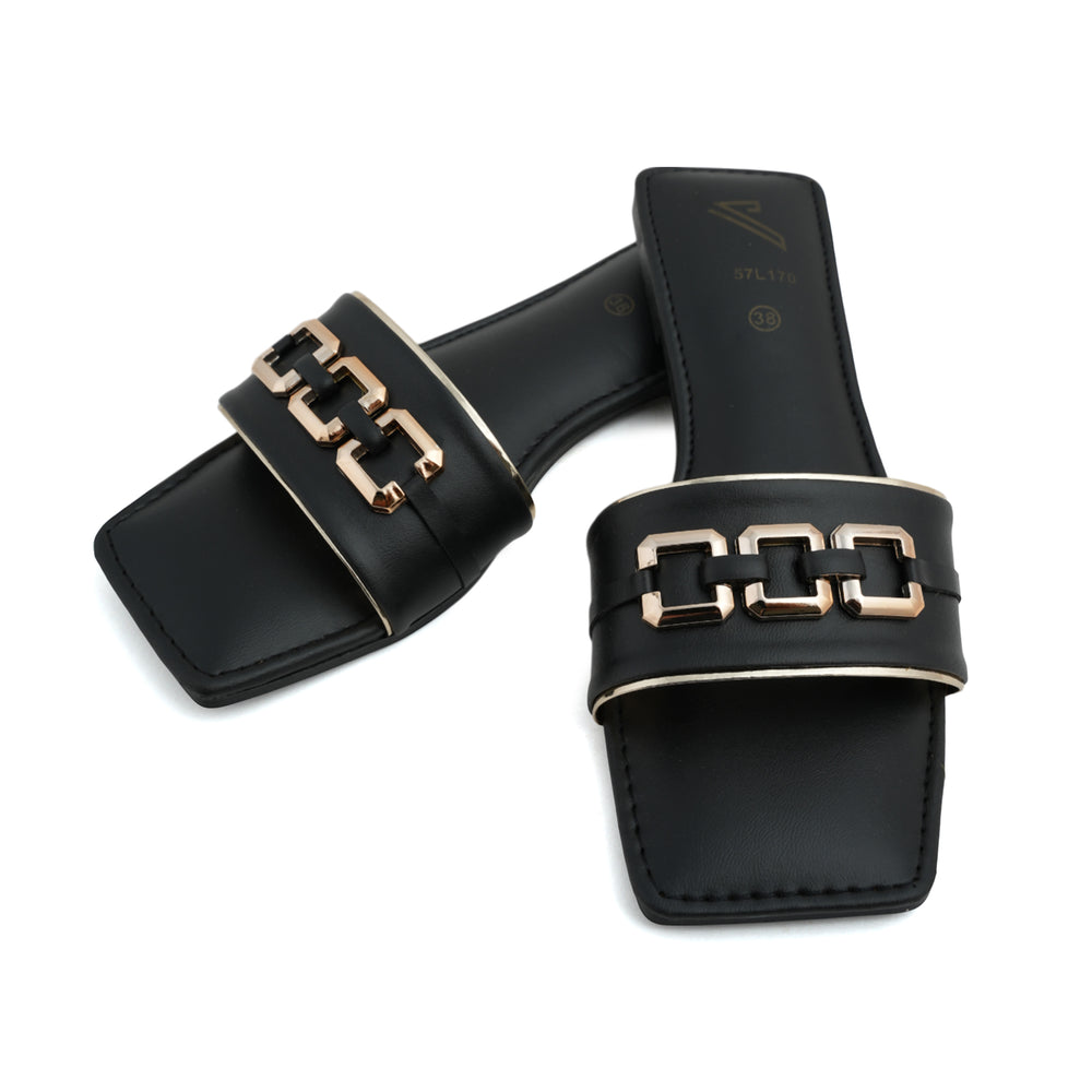 Women's Slipper-Black, Women Slippers, Chase Value, Chase Value