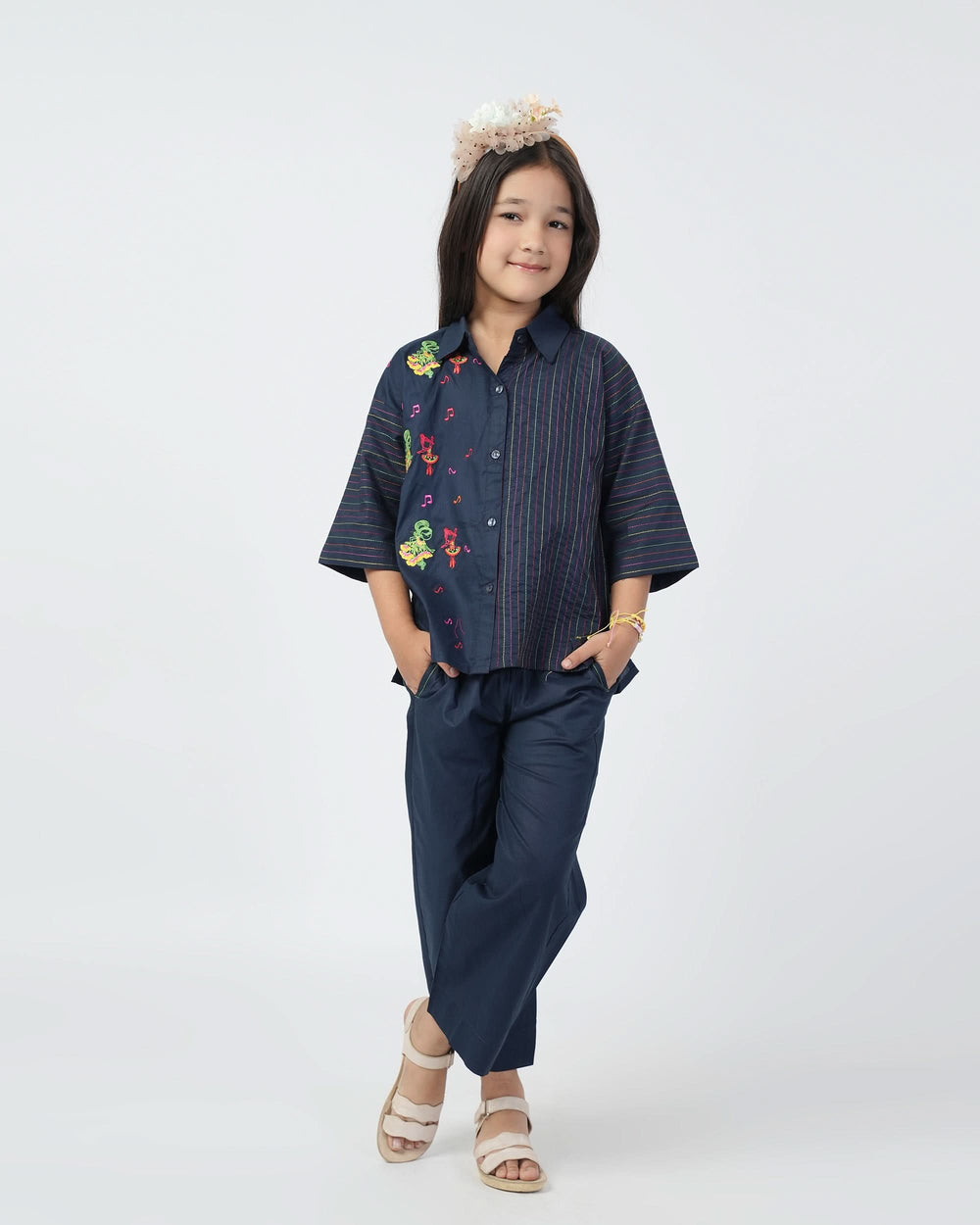 Eminent Girls Embroidered 2 Pcs Suit - Dark Blue, Girls Shalwar Kameez, Eminent, Chase Value