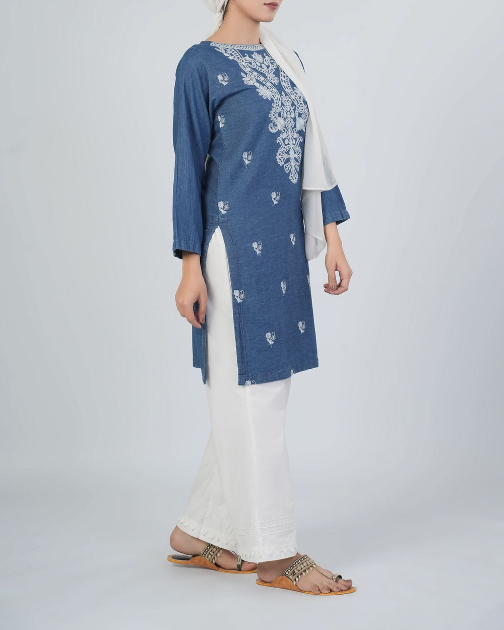Valuables Women’s Denim Embroidered Kurti, Women Ready Kurtis, Chase Value, Chase Value