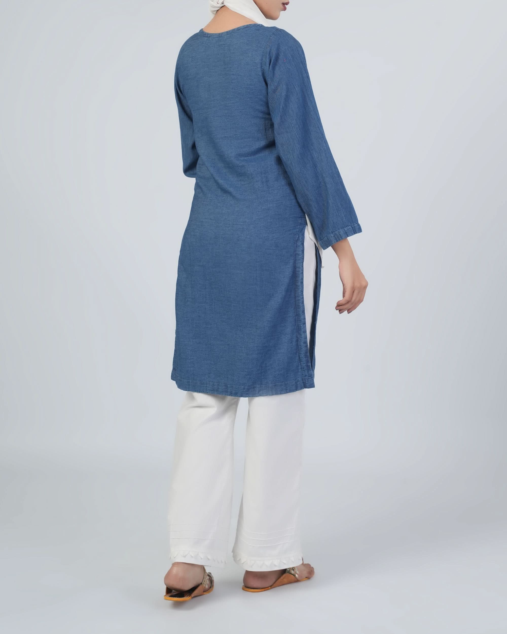 Valuables Women’s Denim Embroidered Kurti, Women Ready Kurtis, Chase Value, Chase Value