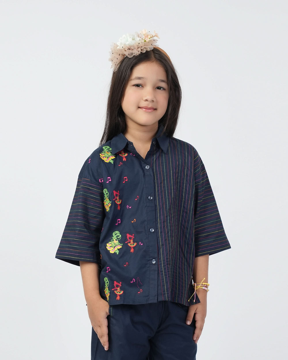 Eminent Girls Embroidered 2 Pcs Suit - Dark Blue, Girls Shalwar Kameez, Eminent, Chase Value