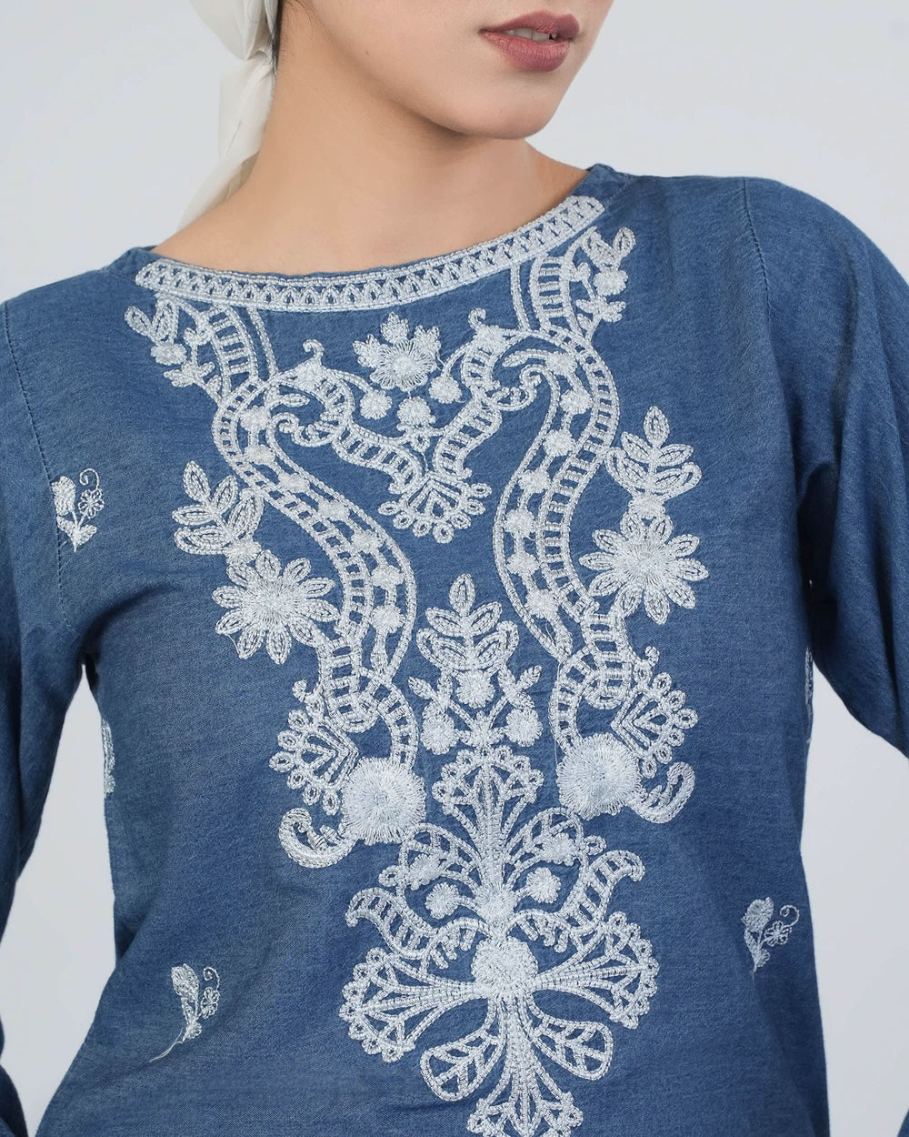 Valuables Women’s Denim Embroidered Kurti, Women Ready Kurtis, Chase Value, Chase Value