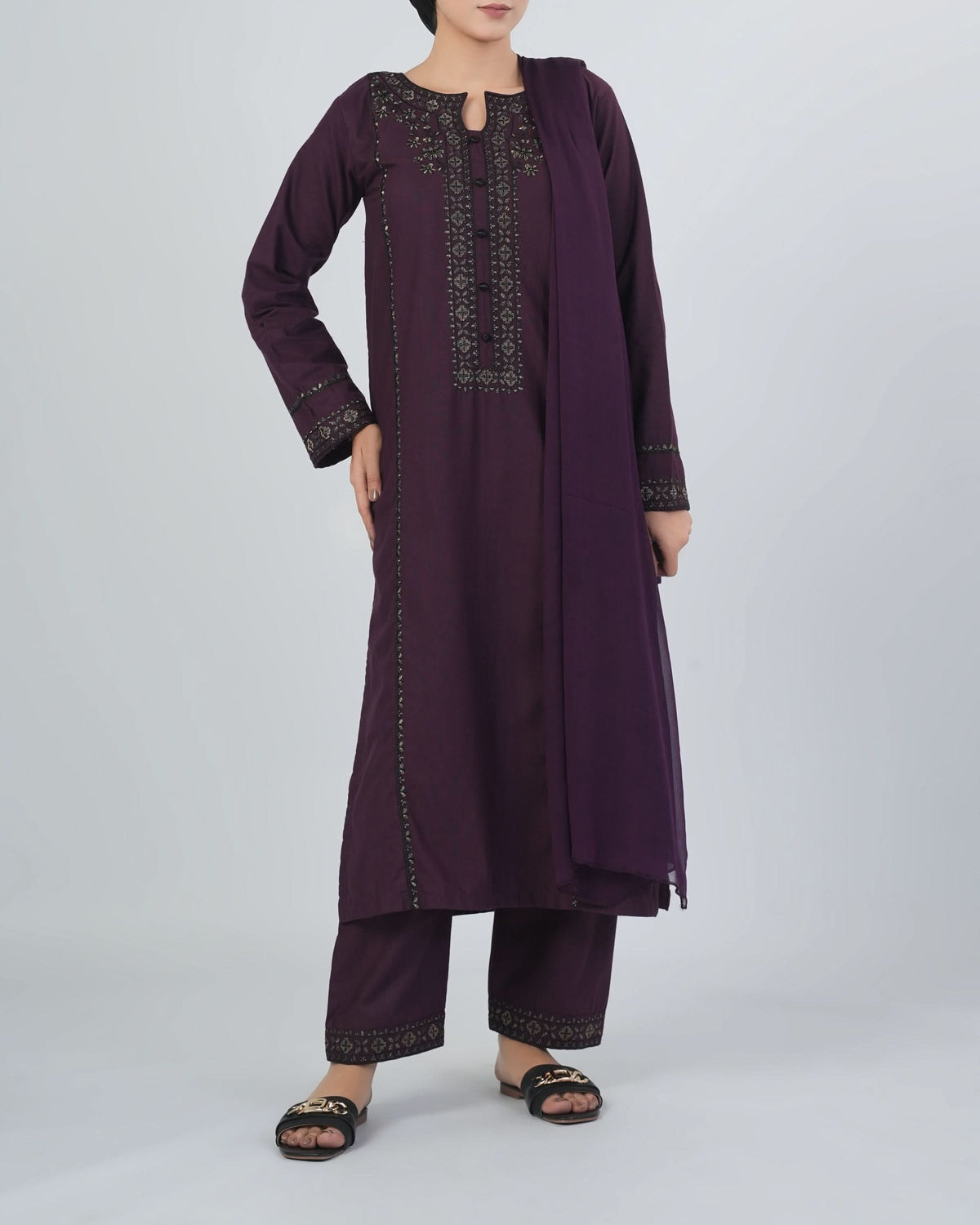 Women's Khaddar Embroidered 3Pcs Suit, Women Shalwar Suits, Chase Value, Chase Value