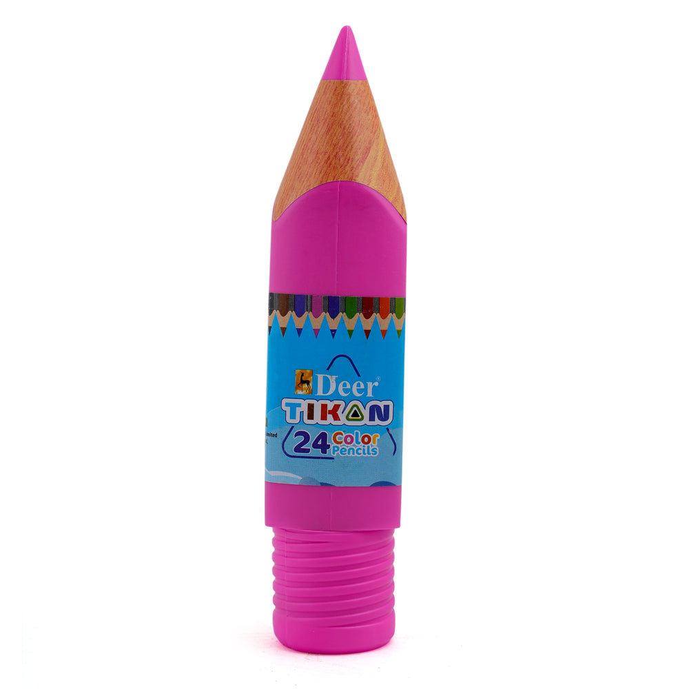 Deer 100-24 Pc Tikon Colour Pencil 24 Pcs - Dark Pink, Coloring Tools, Deer, Chase Value