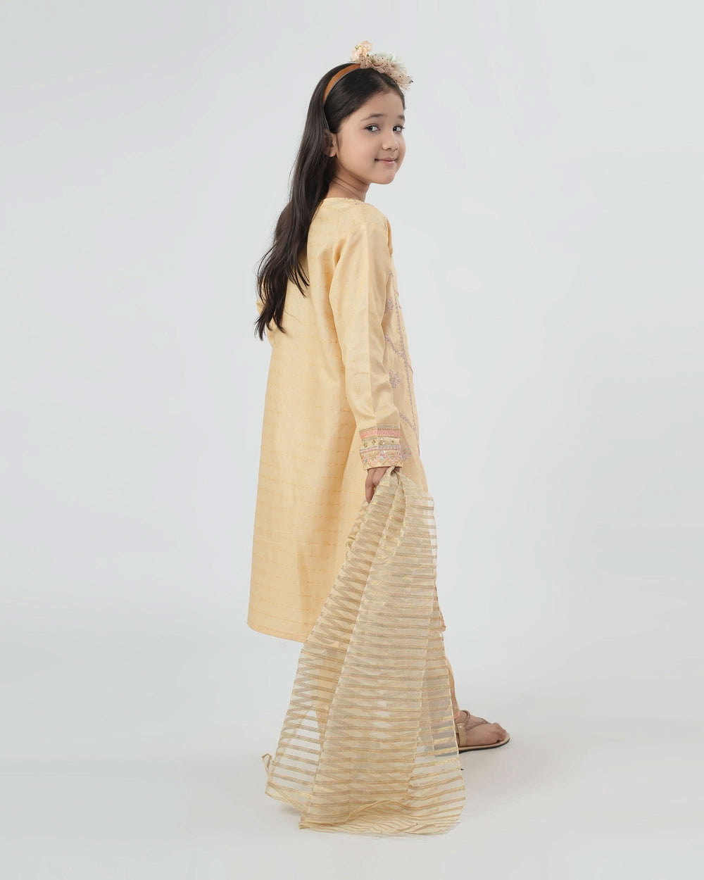 Eminent Girls Embroidered 3Pcs Shalwar Suit - Khaki, Girls Shalwar Kameez, Eminent, Chase Value