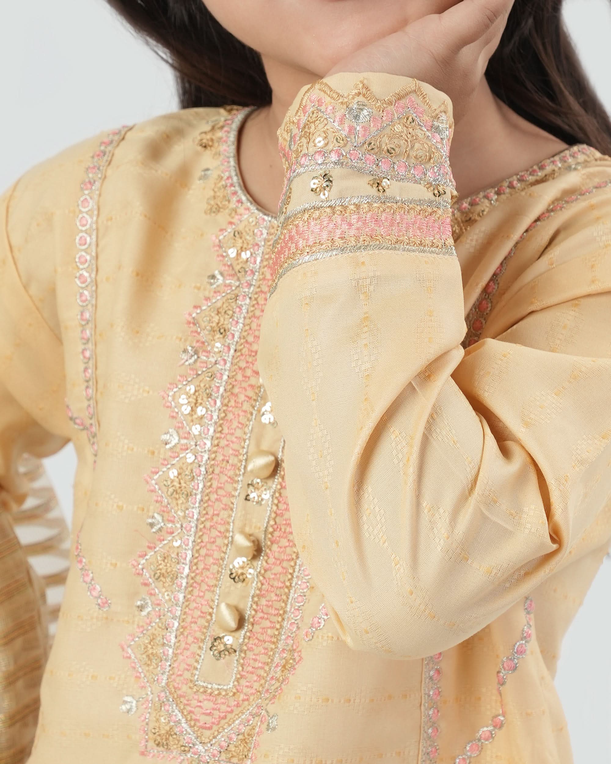 Eminent Girls Embroidered 3Pcs Shalwar Suit - Khaki, Girls Shalwar Kameez, Eminent, Chase Value