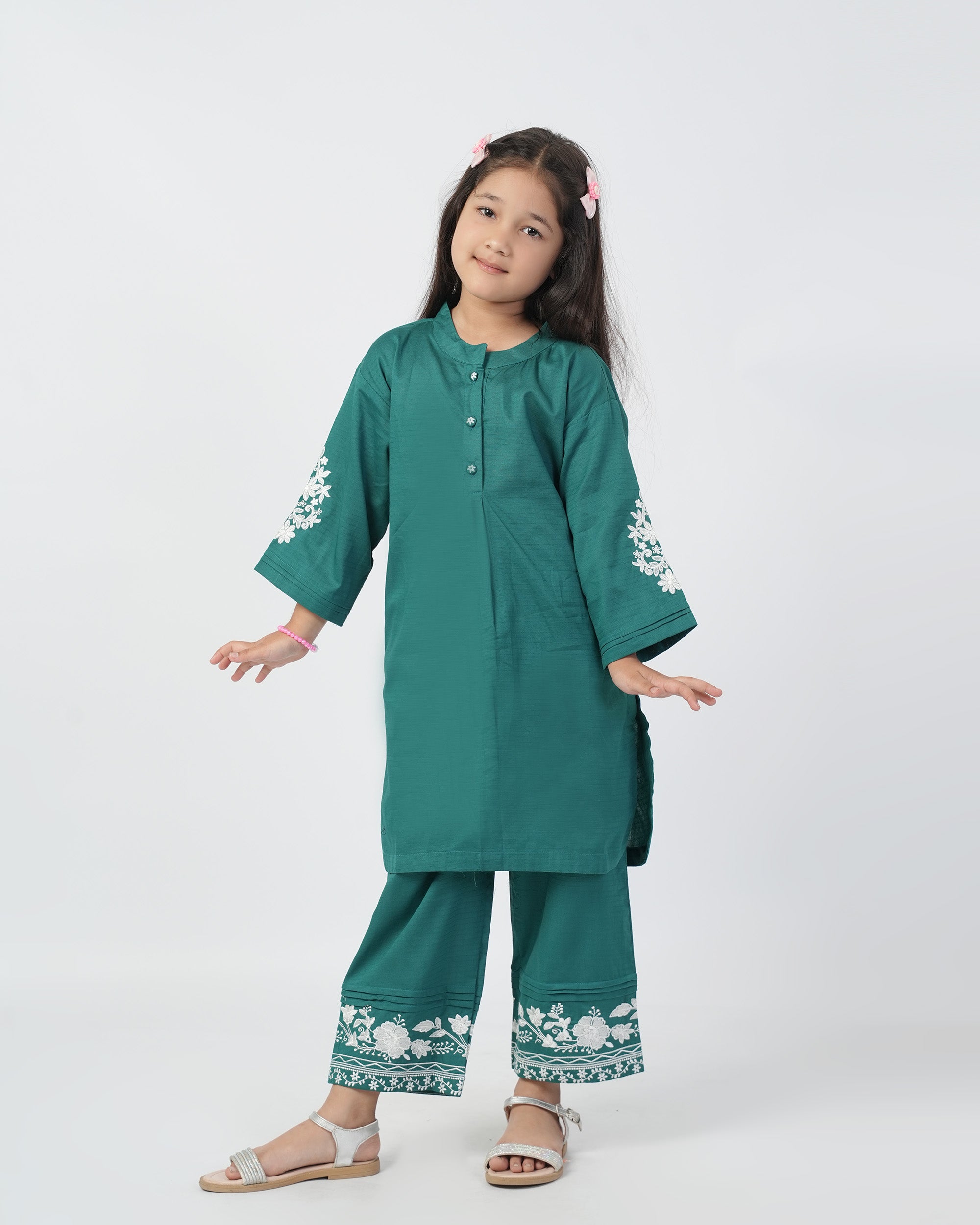 Eminent Girls Embroidered 02 Pcs Suit - Teal