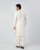 Eminent Men's Embroidered Kurta Shalwar Suit - Cream
