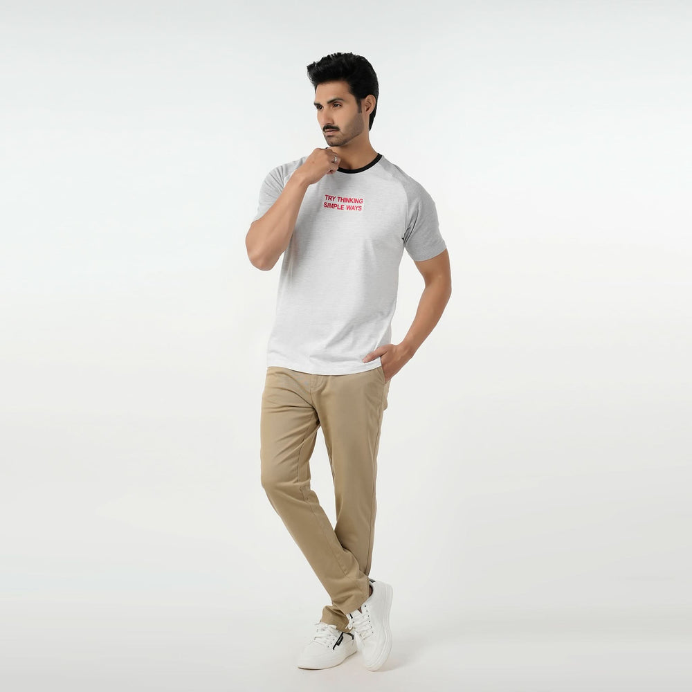 Eminent Men's Round Neck Half Sleeves Printed T-Shirt - Oatmeal, Men's T-Shirts & Polos, Eminent, Chase Value