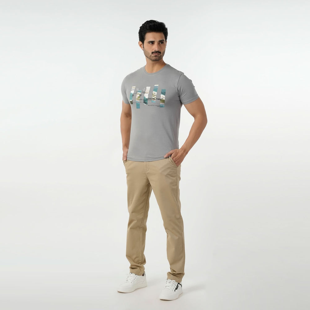 Eminent Men's Round Neck Half Sleeves Printed T-Shirt - Frost Grey, Men's T-Shirts & Polos, Eminent, Chase Value