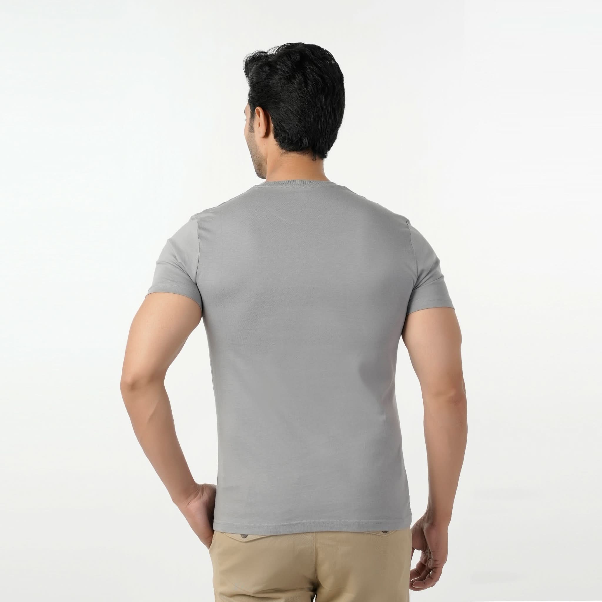 Eminent Men's Round Neck Half Sleeves Printed T-Shirt - Frost Grey, Men's T-Shirts & Polos, Eminent, Chase Value