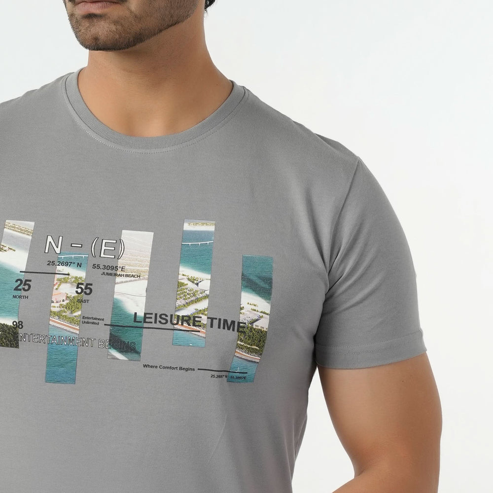 Eminent Men's Round Neck Half Sleeves Printed T-Shirt - Frost Grey, Men's T-Shirts & Polos, Eminent, Chase Value