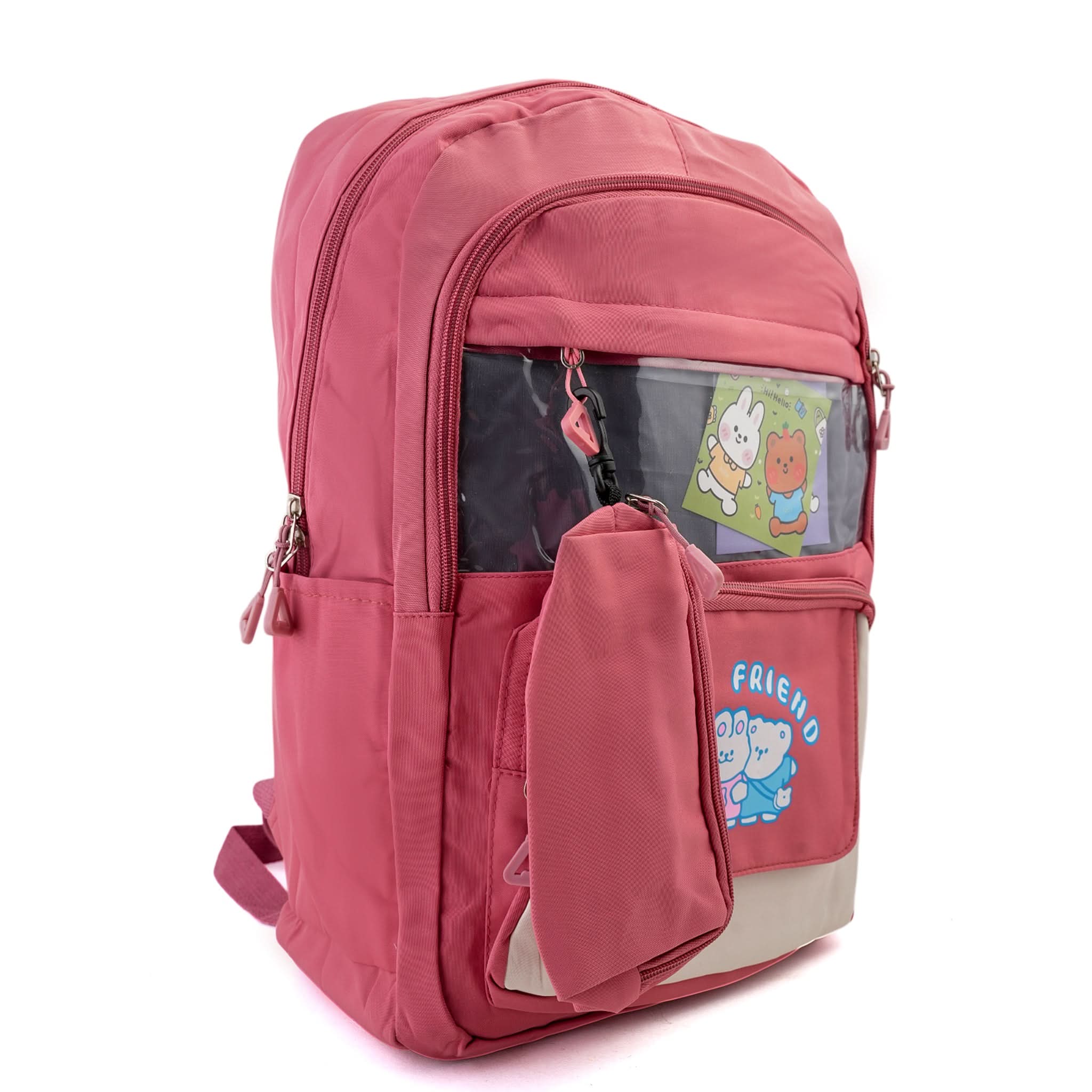 Girls Backpack 18" KT-07 - Pink, School Bags, Chase Value, Chase Value