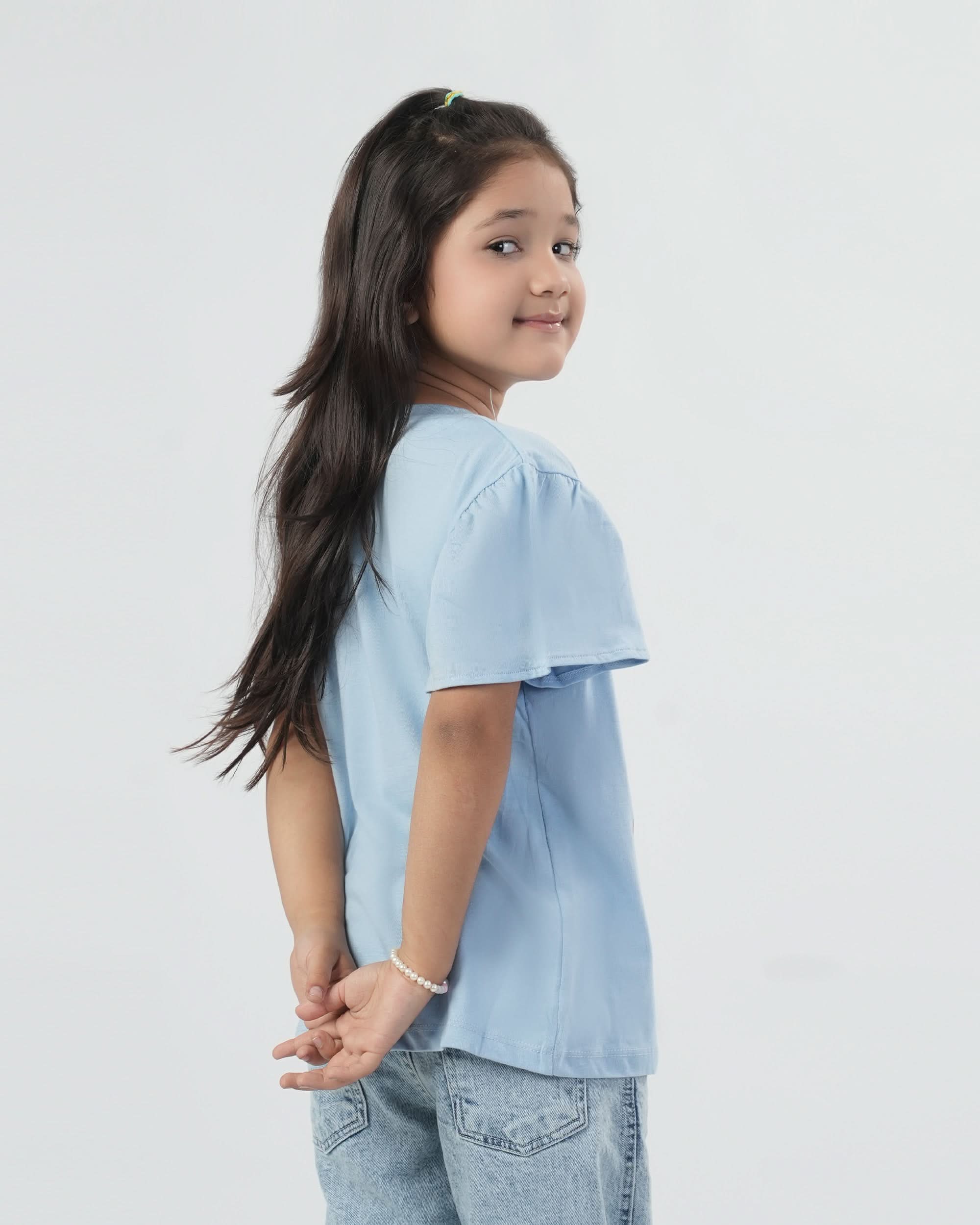 Eminent Girls Half Sleeves T-Shirt - Light Blue, Girls T-Shirts, Eminent, Chase Value