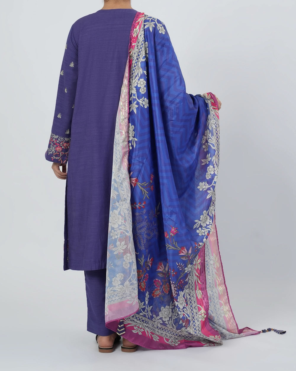 Eminent Women's Dyed Slub 3Pcs Suit - Blue, Women Shalwar Suits, Eminent, Chase Value