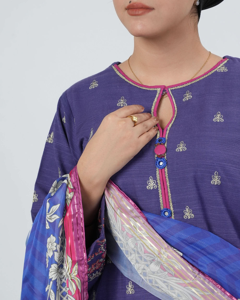 Eminent Women's Dyed Slub 3Pcs Suit - Blue, Women Shalwar Suits, Eminent, Chase Value