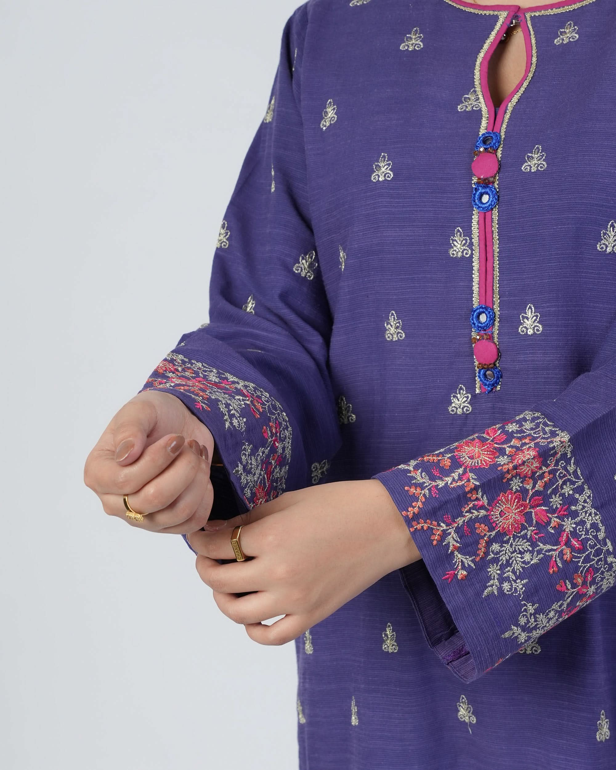 Eminent Women's Dyed Slub 3Pcs Suit - Blue, Women Shalwar Suits, Eminent, Chase Value
