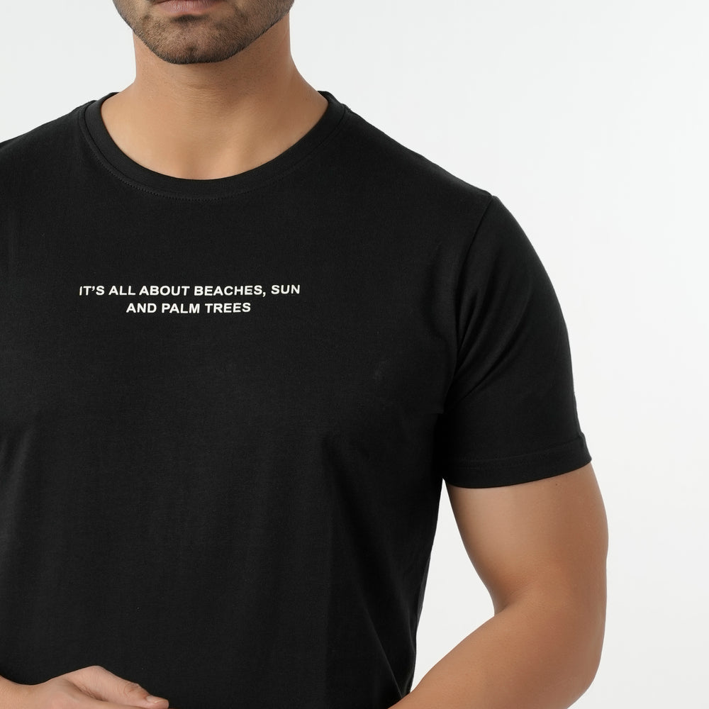 Eminent Men's Round Neck Half Sleeves Printed T-Shirt - Black, Men's T-Shirts & Polos, Eminent, Chase Value