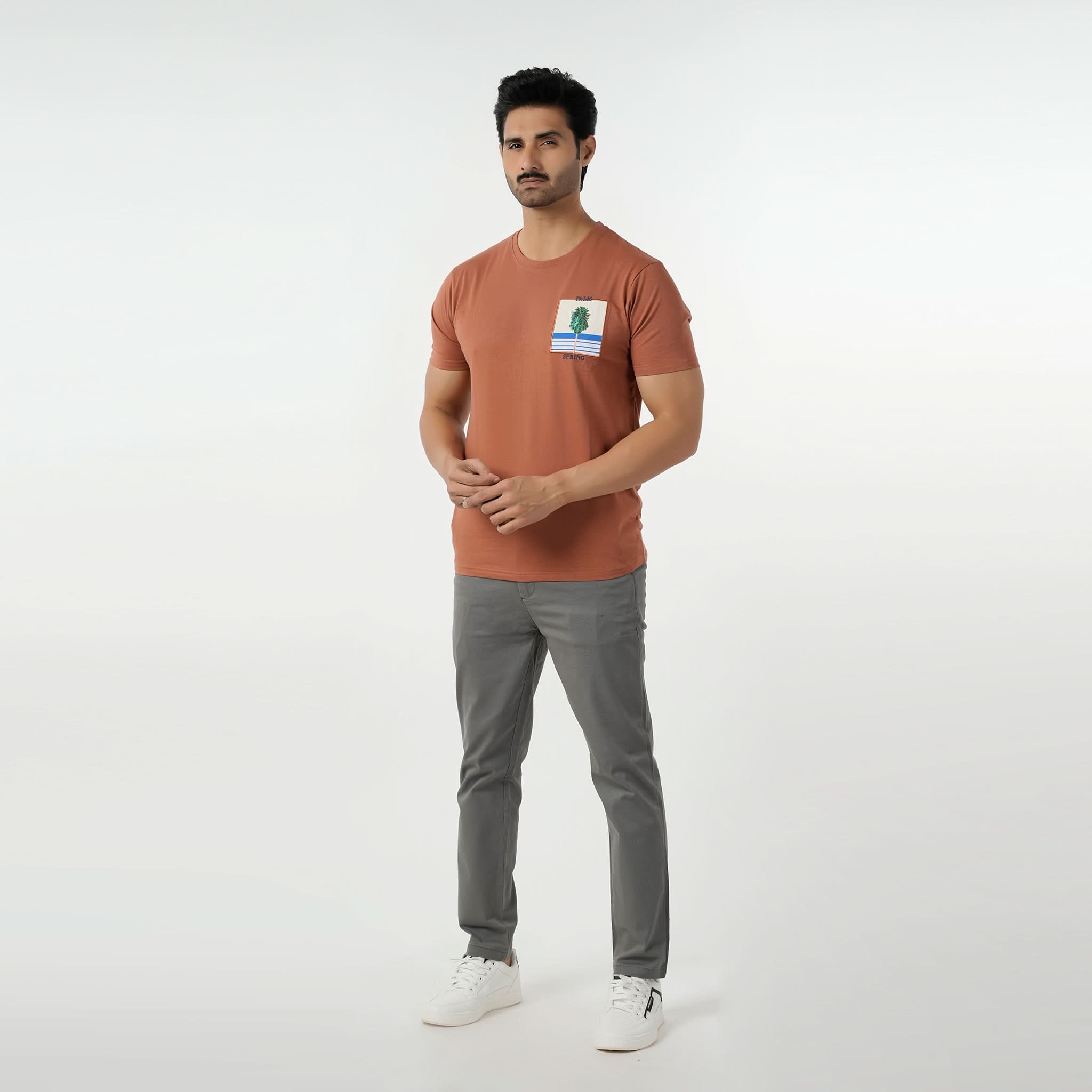 Eminent Men's Round Neck Half Sleeves Printed T-Shirt - Brown, Men's T-Shirts & Polos, Eminent, Chase Value