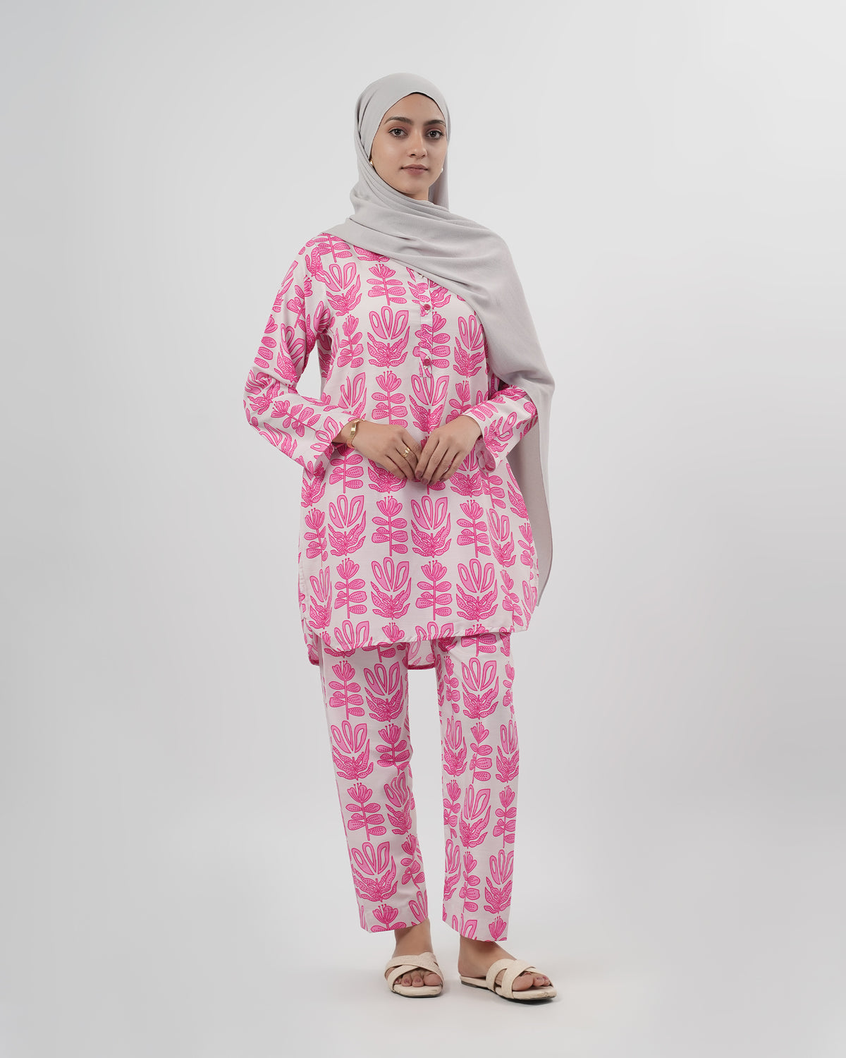 Valuables Women’s Printed Slub 2Pcs Suit