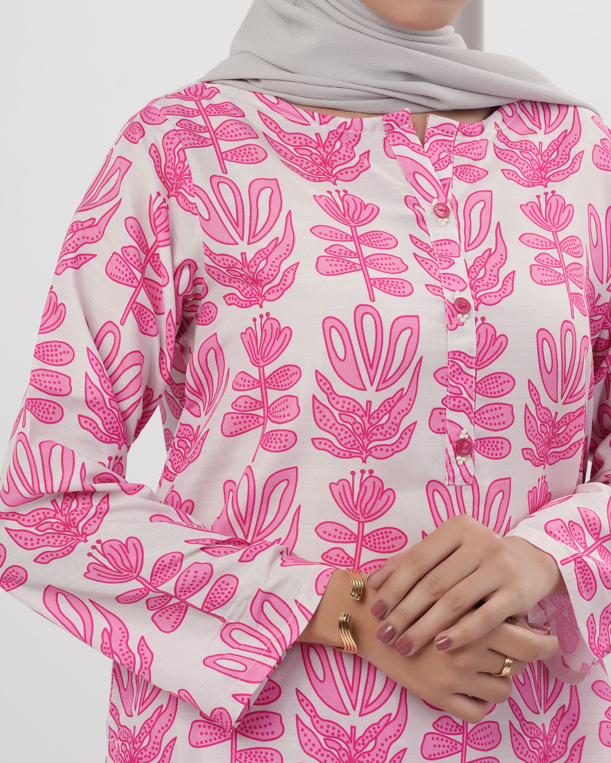 Valuables Women’s Printed Slub 2Pcs Suit