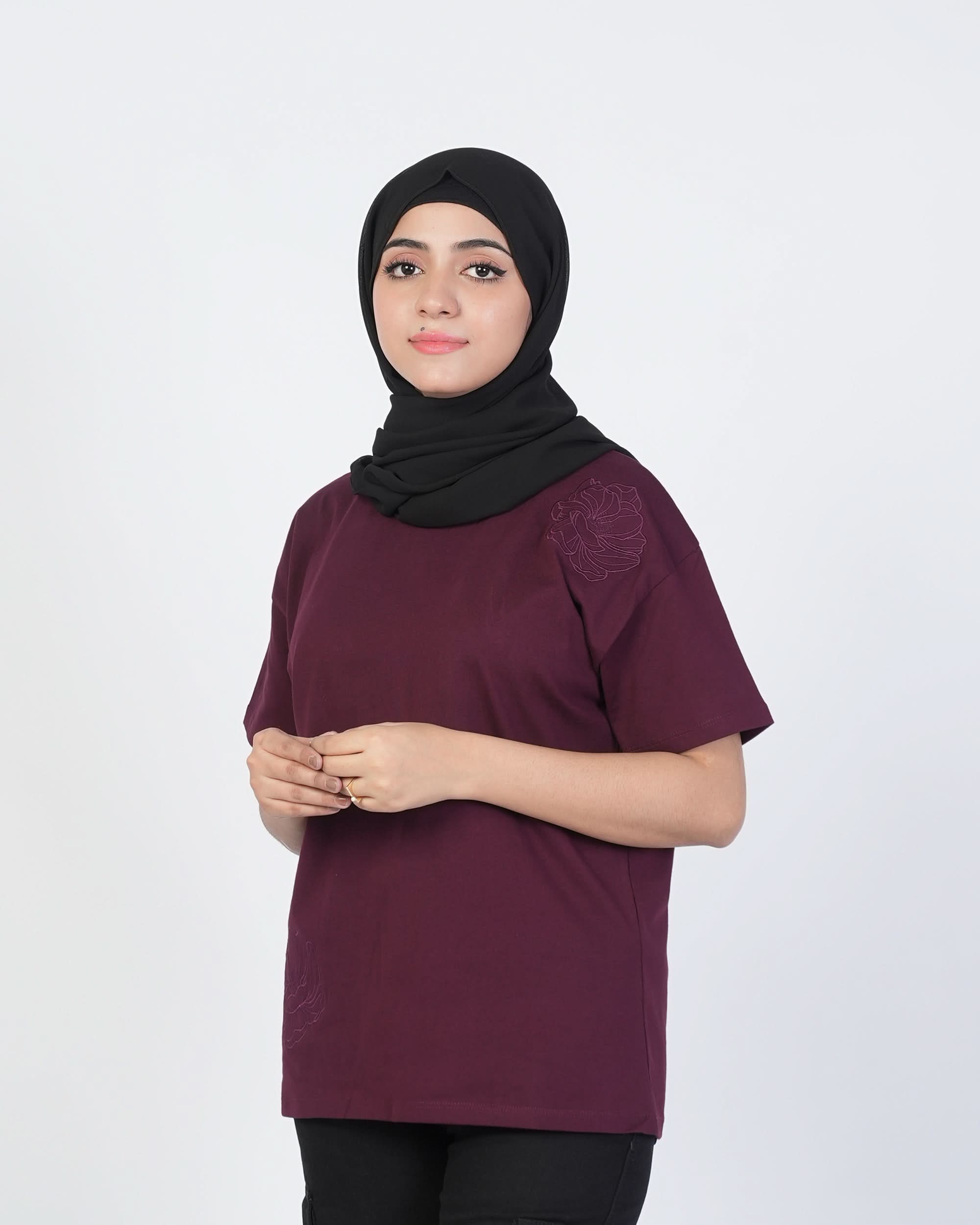 Eminent Women's Half Sleeves T-Shirt - Burgundy, Women T-Shirts & Tops, Eminent, Chase Value